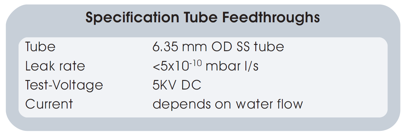 Tube真空饋通的技術參數